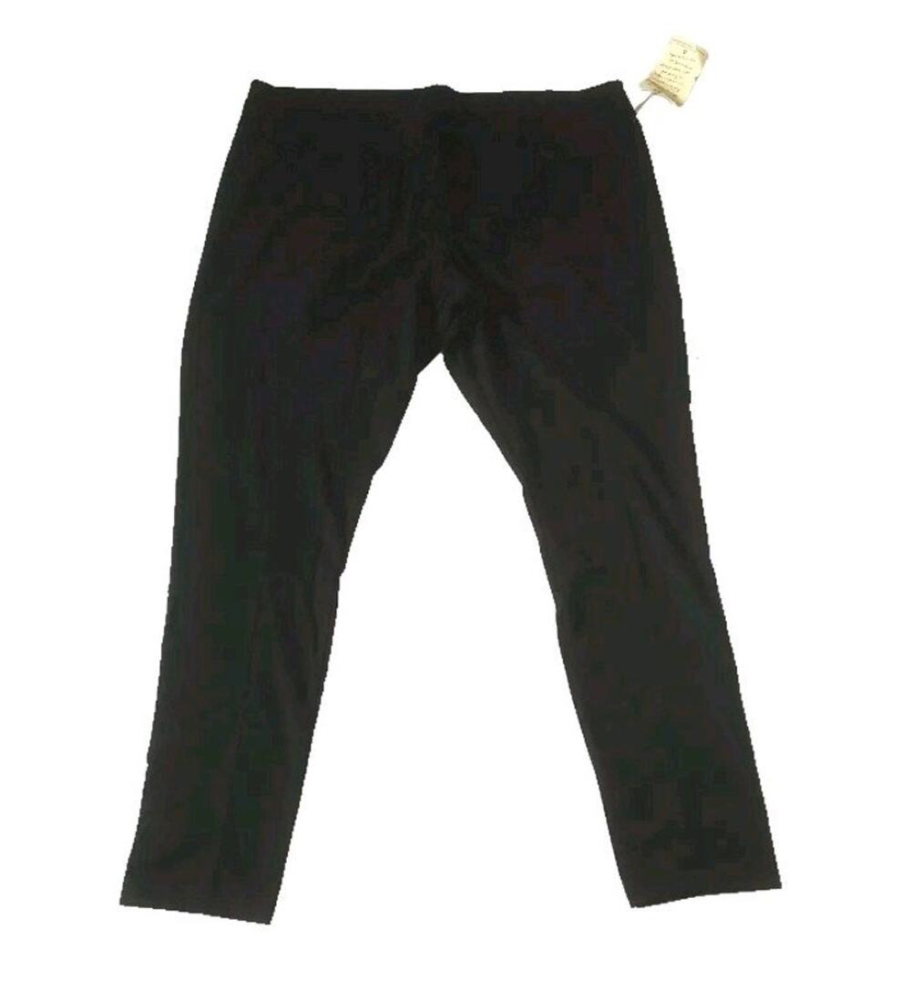 One World Solid Black Cropped Stretch Legging Pants Size 6 NWT